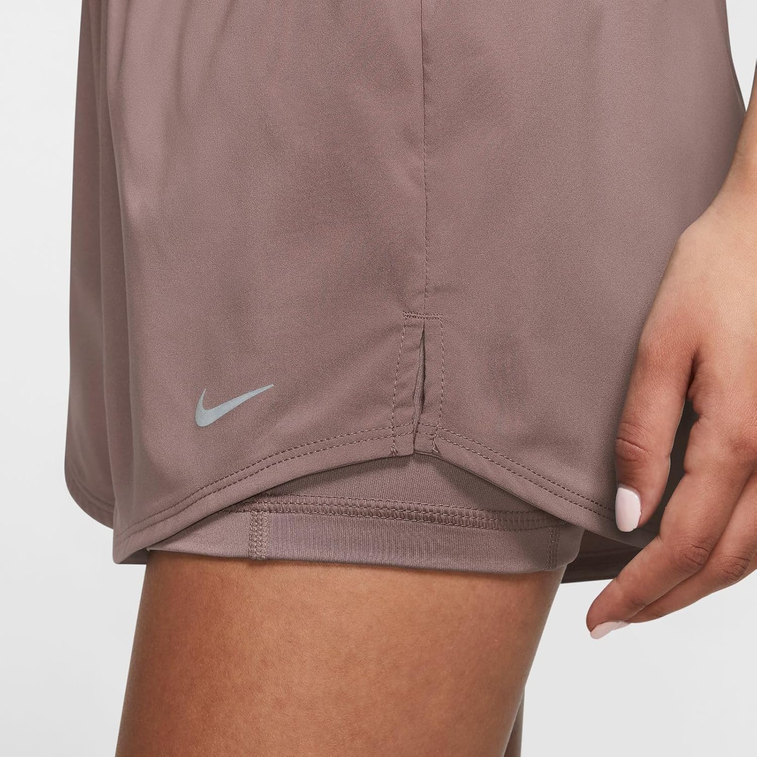 Nike One Women's Dri-FIT High-Waisted 3" 2-in-1 Shorts (Smokey Mauve, DX6016-208) Size X-Small - Image 5