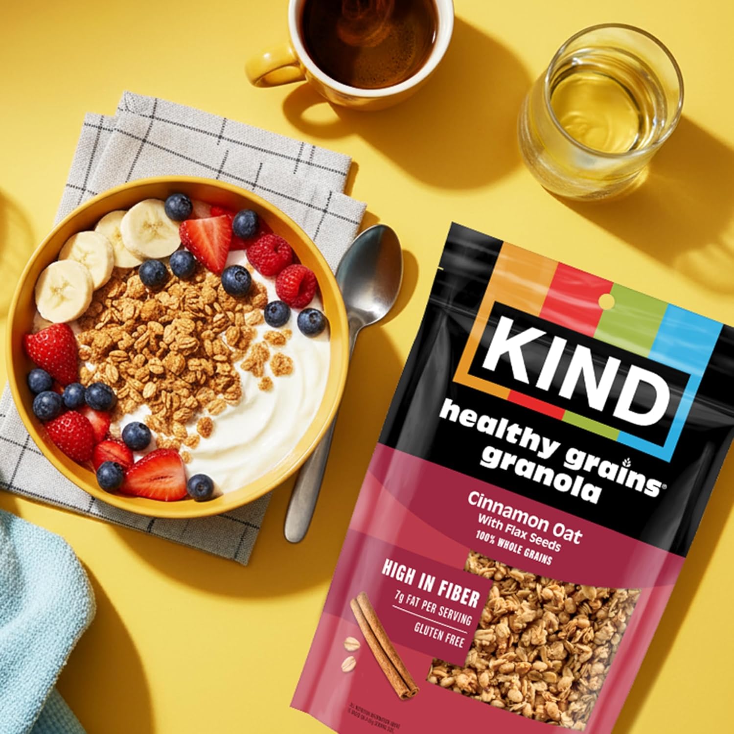 Kind Healthy Grains Granola, Cinnamon Oat Clusters with Flax Seeds, Gluten Free, Healthy Snack Mix, 6g Protein, 11oz, 6 Count