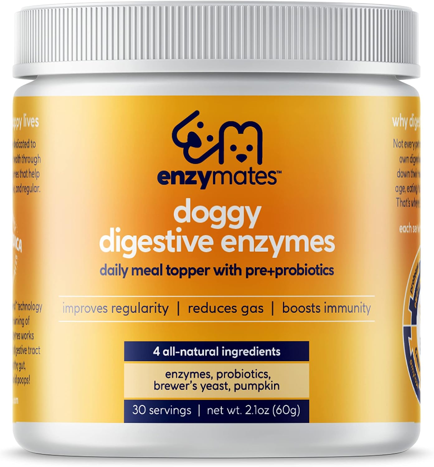 Enzymates Digestive Enzymes with Prebiotics & Probiotics for Dogs | All Natural Pumpkin Daily Meal Topper Treat Improves Regularity,…