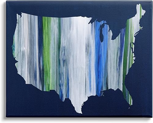 Stupell Industries Lienzo de pared con diseño de rayas abstractas de los Estados Unidos de América, 40 x 30, azul