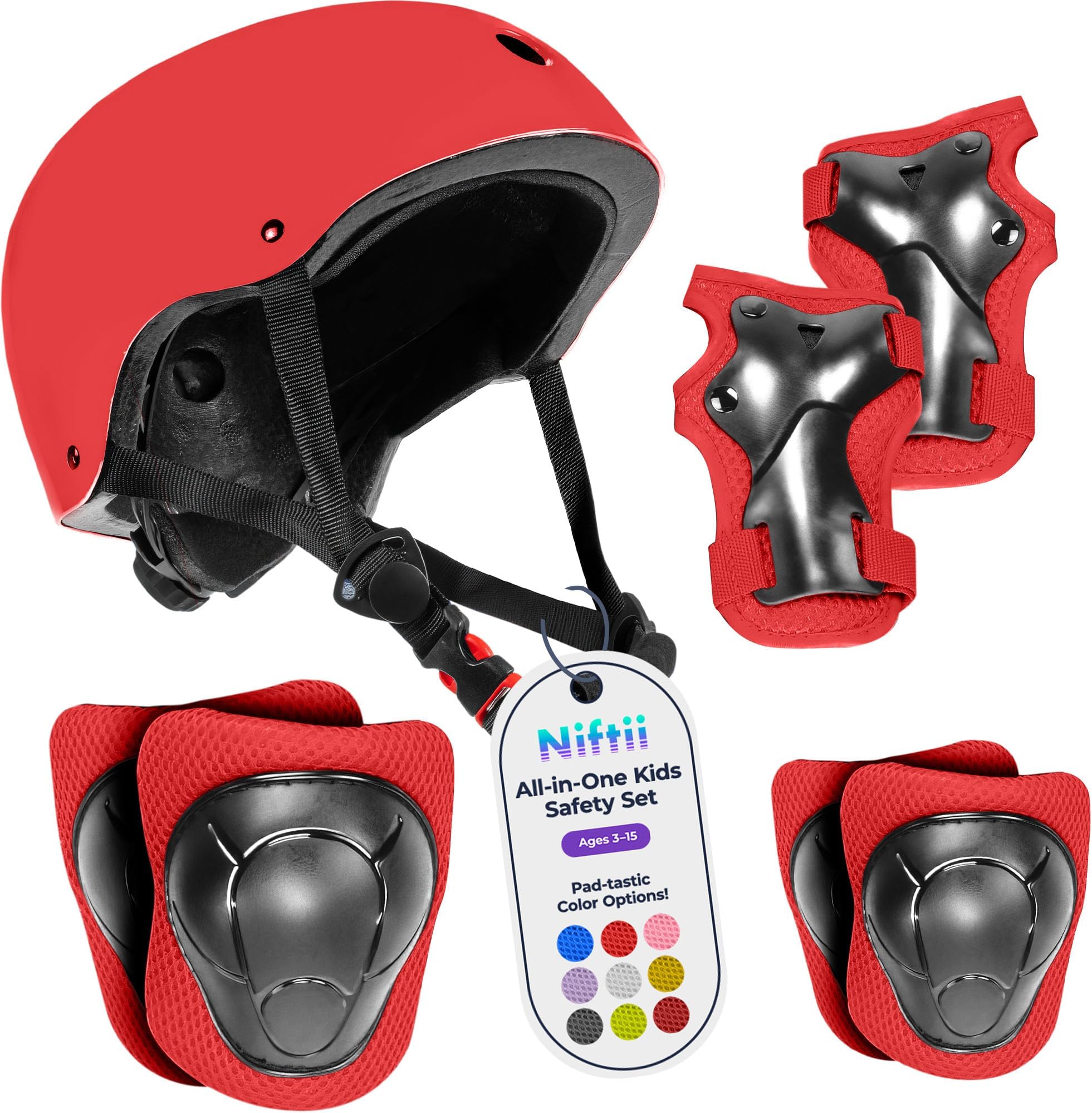 Niftii Kids Helmet with Pads - Adjustable Multi-Sport Complete Safety Gear for Cycling, Skateboarding & Scooting, Ideal for Boys & Girls Ages 3-15 Kids Bike Helmet Set