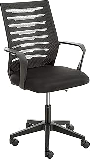 BARONI Home Silla de Oficina Giratoria Acolchada, Sillón de Oficina con Altura Regulable y Reposabrazos, con Asiento Ergonómico, Color Negro