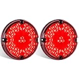 2PCS 47 LED 7 Inch Round LED Tail Light w/Inner Reflex Lens, Submersible Stop/Brake/Turn Signal/Parking Light for Semi Trucks, Trailers, Bus, RVs, and Heavy-Duty Vehicles, Fits 10-30V