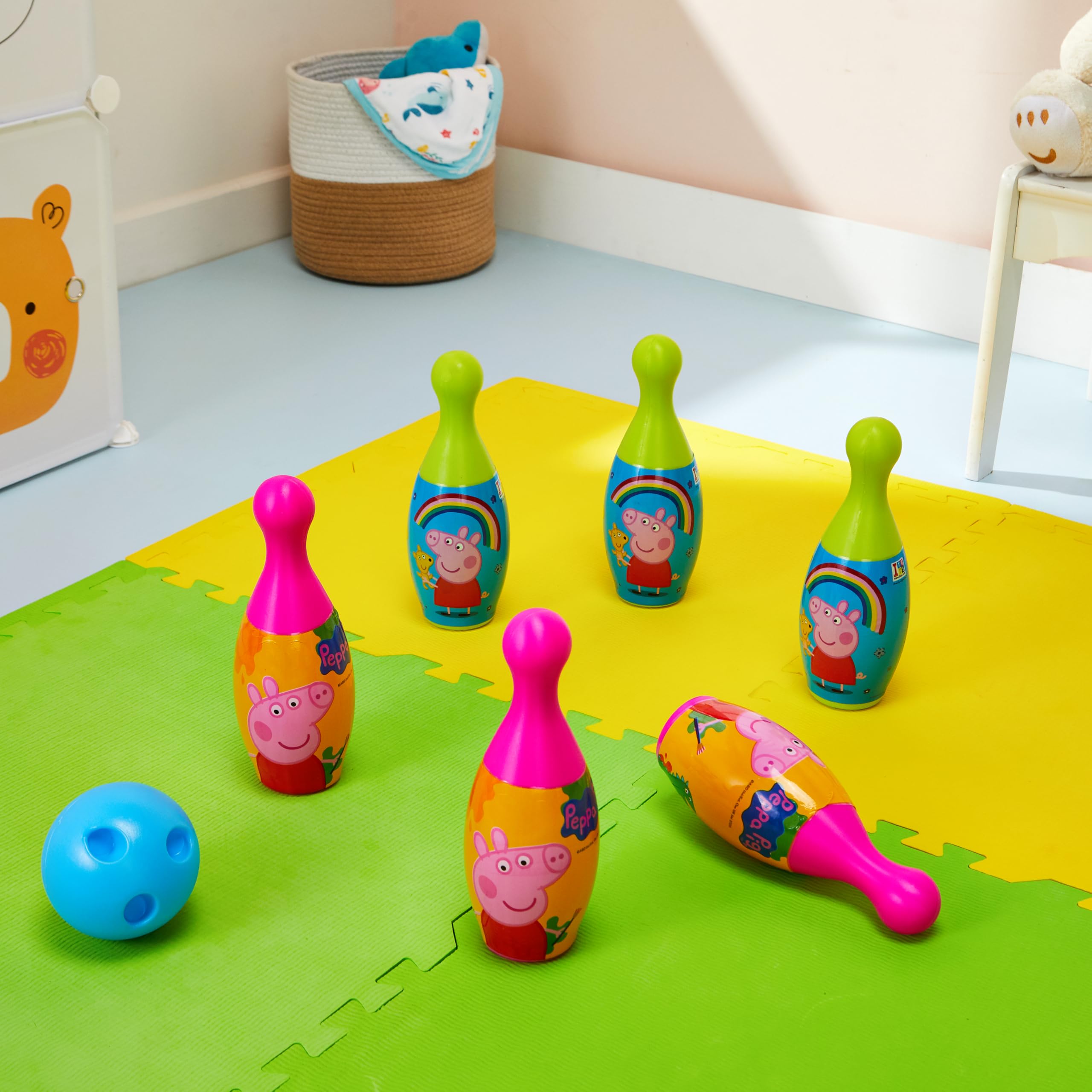 Amazon Brand - Jam & Honey Peppa Pig Bowling Set for Kids | 6 Pins & Ball | Indoor Outdoor Game | Age 3+ Years - Image 5 thumbnail