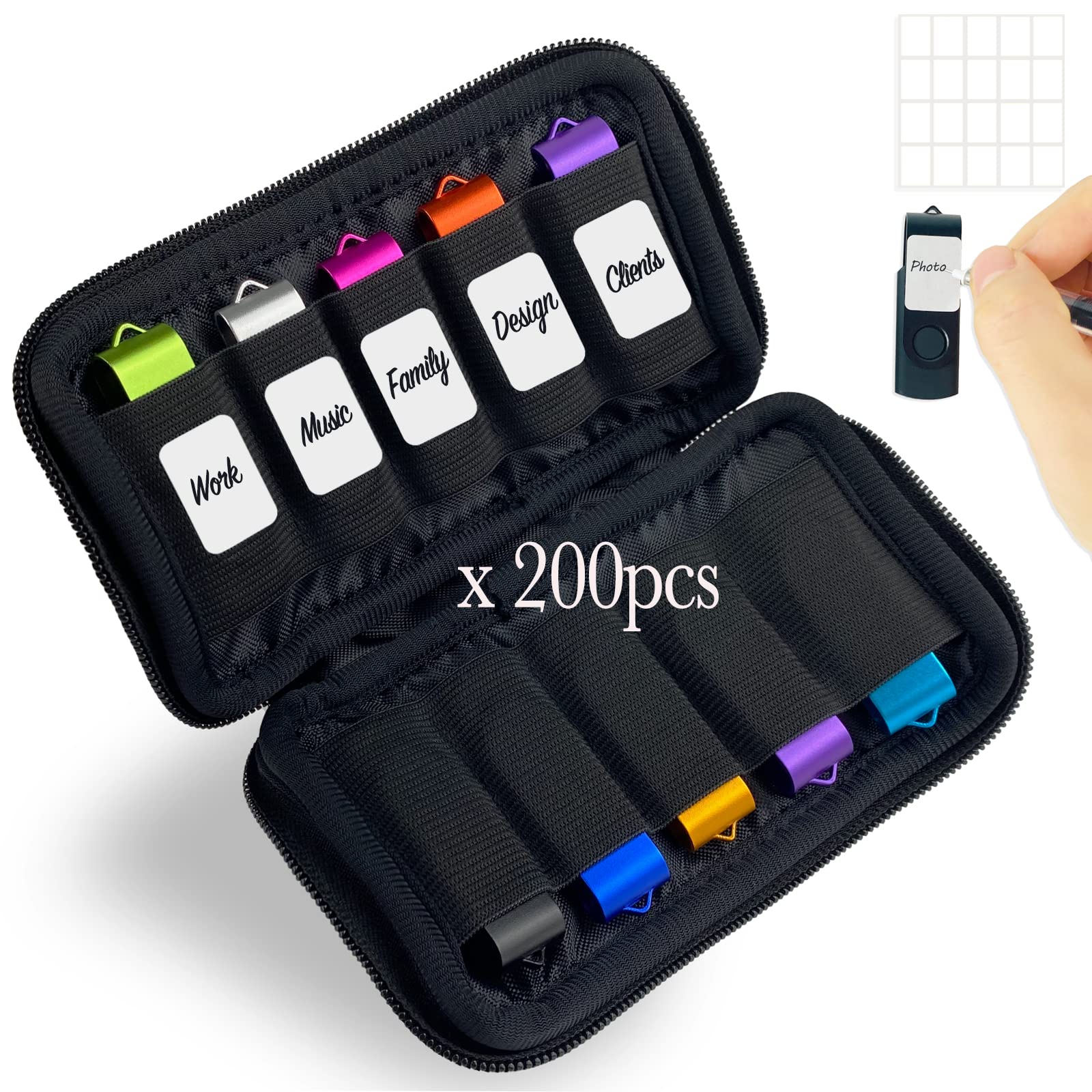 200pcs Flash Drive Case USB Storage Case JBOS USB Holder Storage Bag for USB Flash Drive Electronic Accessories Organizer for USB Flash Drive, USB Case, Thumb Drive Caes, Jump Drive Case