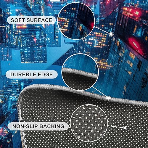 Miniatura 6 de Sci-Fi City Rugs for Bedroom, Future City Area Rug, Cyberpunk Rugs for Living Room, Indoor Non-Slip Rug, Machine Washable Carpet for Front Entrance