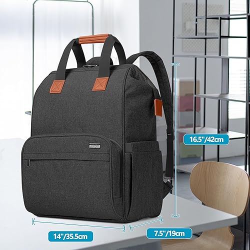 Miniatura 7 de Luxja Bolsa para extractor de leche con bolsa enfriadora para madres trabajadoras, mochila para extractor de leche con funda para laptop de 14