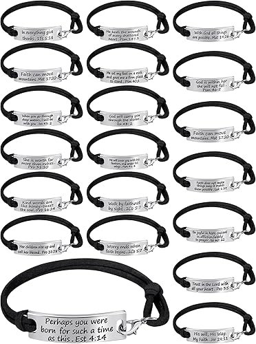 SATINIOR 20 pulseras de mensaje inspirador para mujer, pulseras de cuero con citas motivacionales a granel, brazalete ajustable para regalos de
