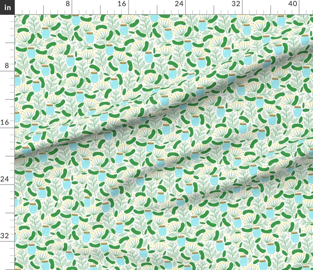Spoonflower Fabric - Pickles Pickle Food Floral Nature Flowers Pickled Cucumbers Jars Printed on Petal Signature Cotton Fabric by The Yard - Sewing Quilting Apparel Crafts Decor