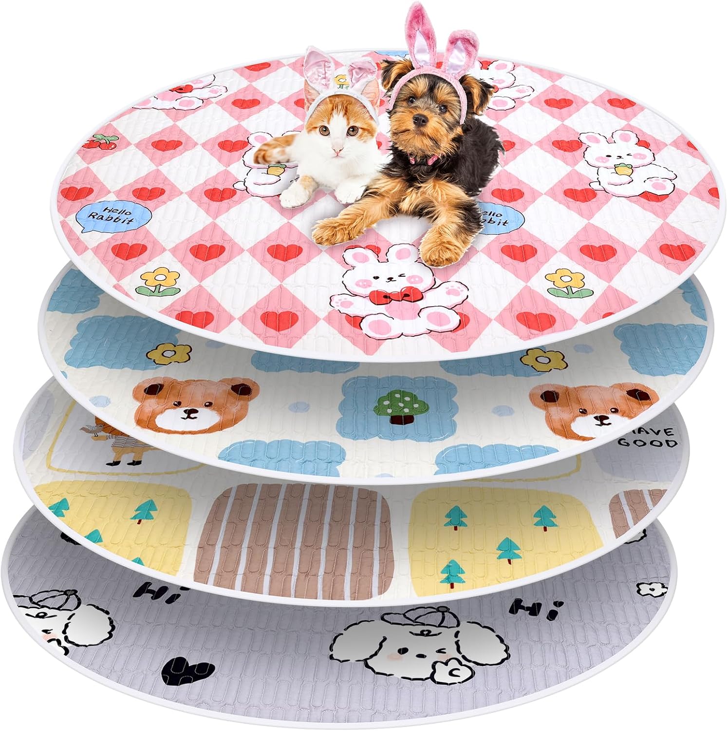 4 Pack Washable Whelping Pads for Dogs,Waterproof Pet Pee