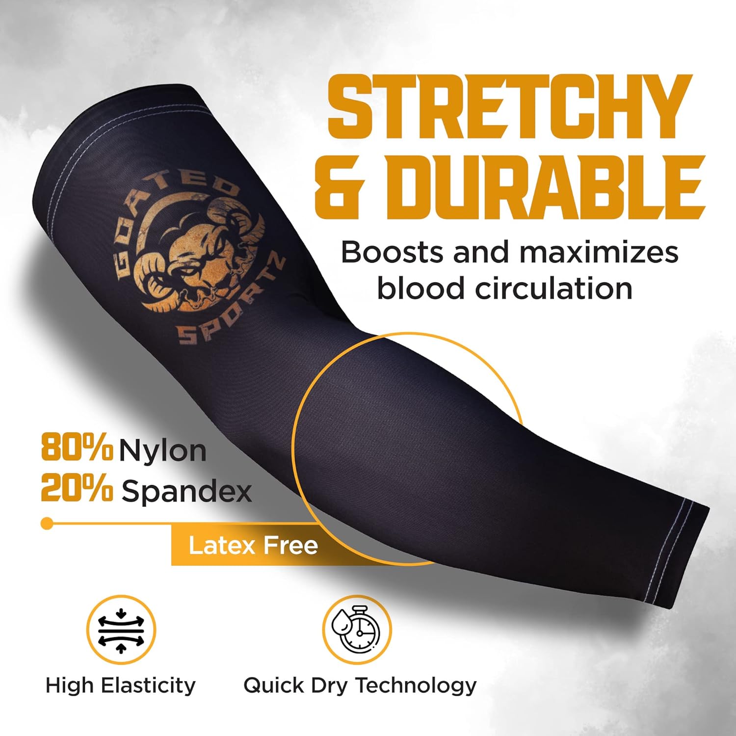 GOATED SPORTZ Full Arm Compression Sleeve, Sports Compression Arm