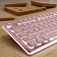 EWEADN GX710S Pink Backlit Wired Keyboard - Quiet Full-Size USB with Pudding Keycaps, Metal Panel, Ergonomic for PC, Laptop, Gaming, Office