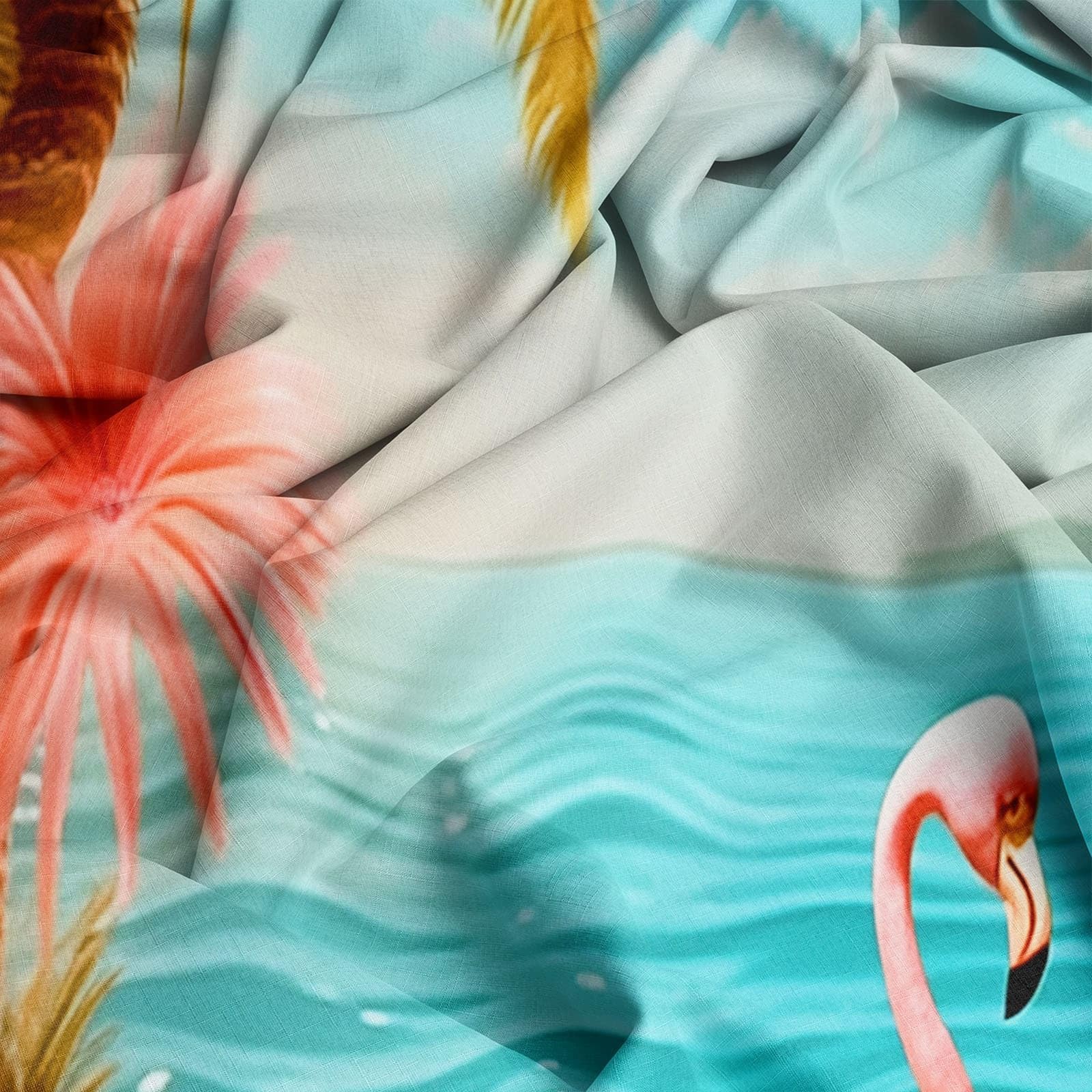 Zestaw dwustronnych poszewek na kołdrę – zestaw poszewek na kołdrę 3D, plażowe flamingi, miękki nadruk, 1 poszewka na kołdrę 260 x 220 cm i 2 poszewki na poduszki, brązowy zestaw pościeli z mikrofibry
