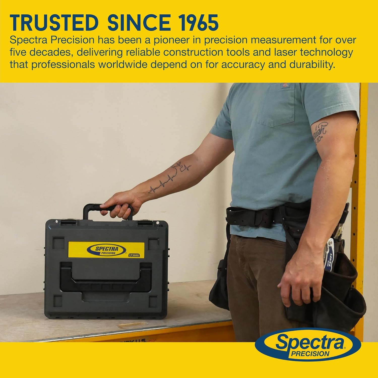 Spectra Precision LT180G Green Crossline & 4-Point Laser with Bracket, Target, Hard Case & Li-Ion Battery Charger — ±1/8″ Accuracy, Self-Leveling, Dual Mode