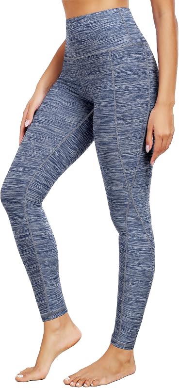 NELEUS Women's Yoga Pant Running Workout Leggings with Pocket Tummy Control High Waist,9033,2 Pack,Black,Navy Blue,M,EU L image 3