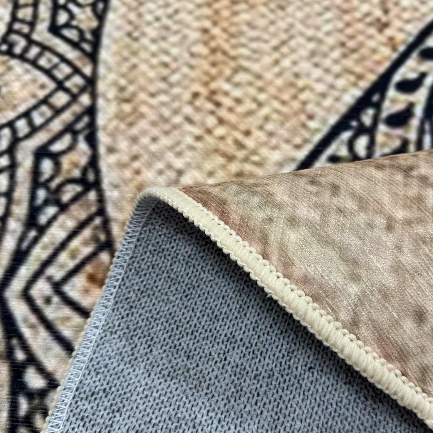 Boho Rug 3.3Ft Round Elephant Bedroom Carpet Circle Farmhouse Living Room Floor Mat Nonslip Dining Room Area Rug Non Shedding Washable Throw Rug for Kids Room Home Decor