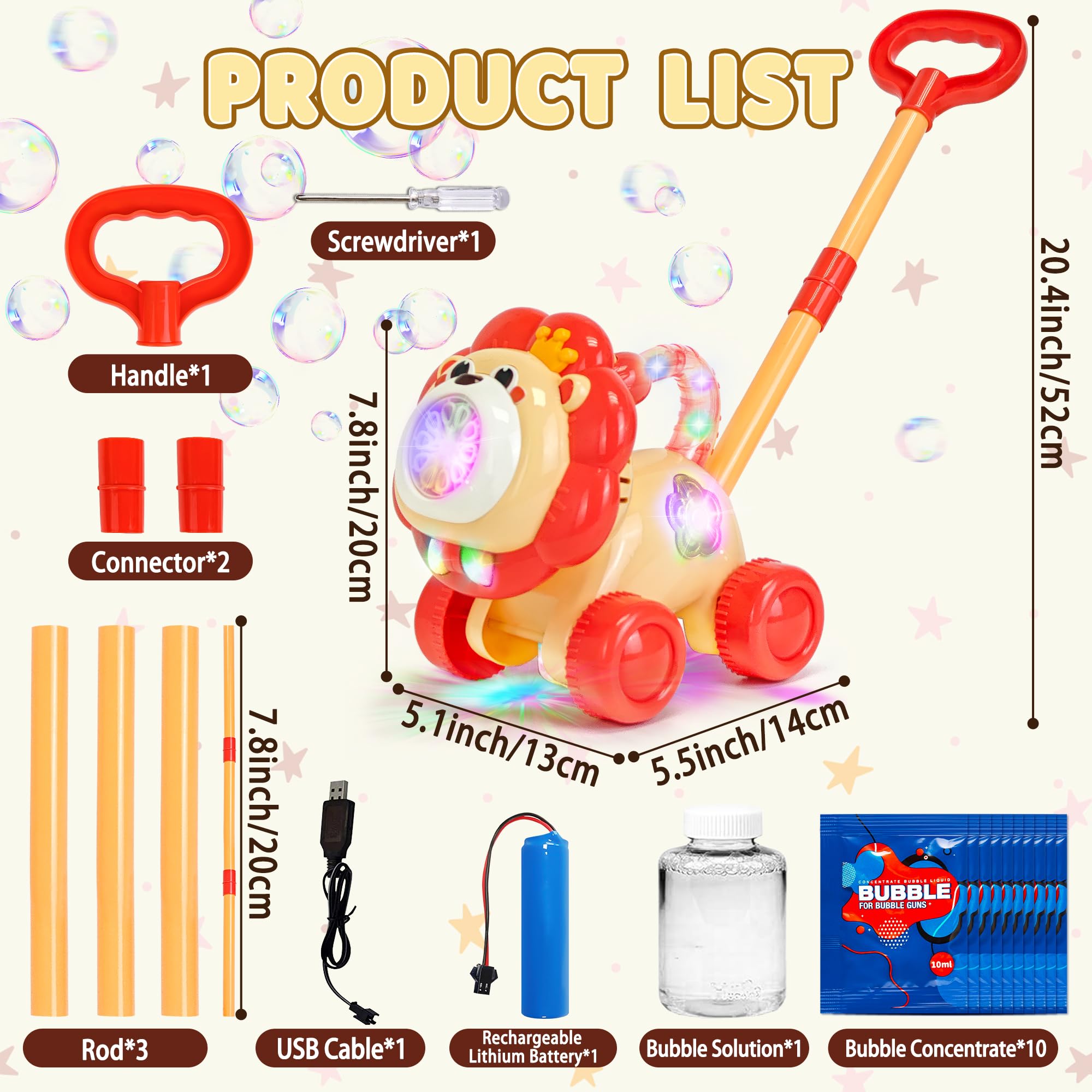 Máquina De Burbujas Automática Jirafa/León - Recargable USB, Con Luces LED, Para Niños Y Fiestas