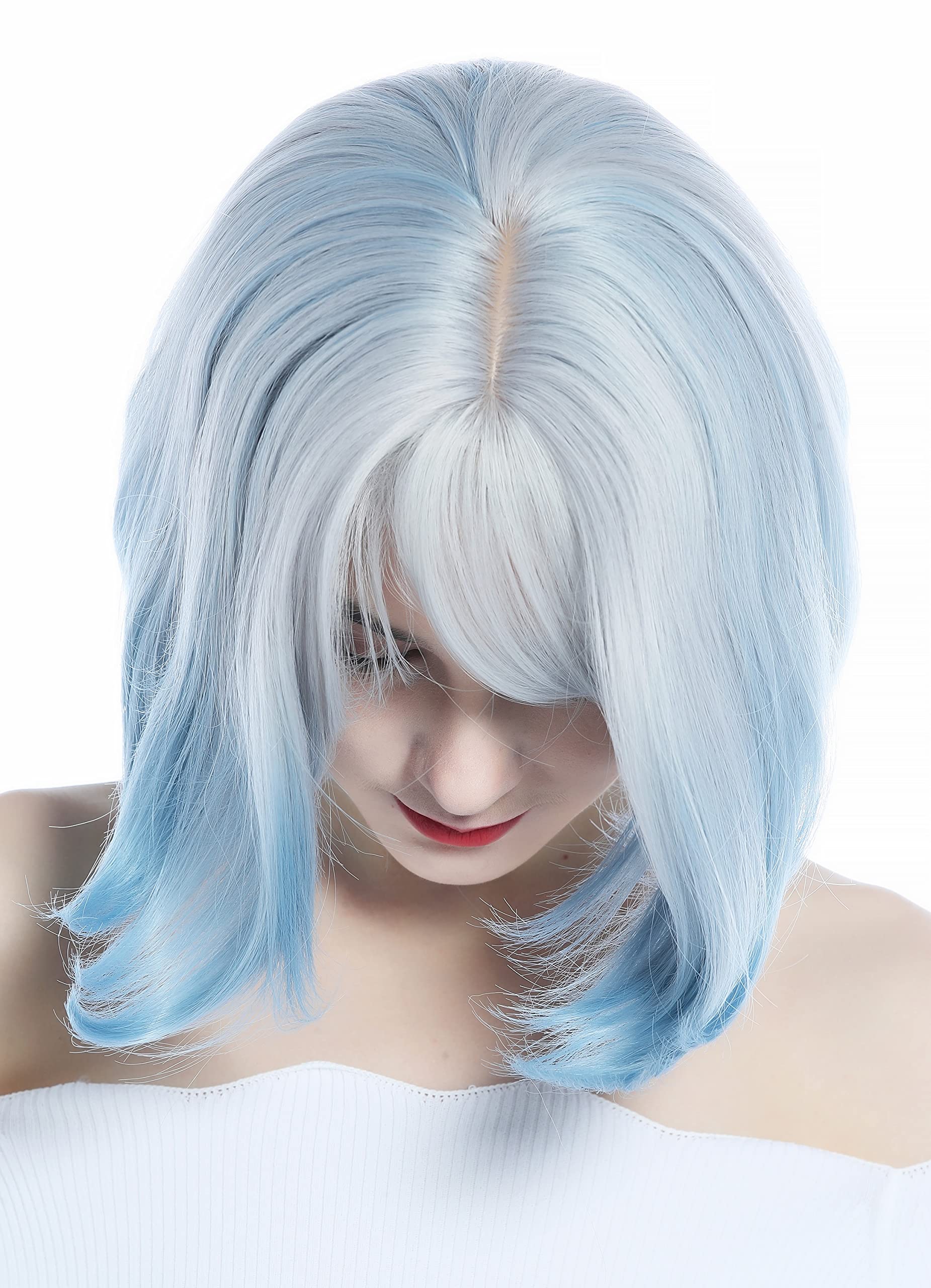 WIG ME UP - DL228-88AR3904 Ladies' Wig short Bob curved tips blue silvery white mix, silvery white and blue (88AR3904) - Image 3