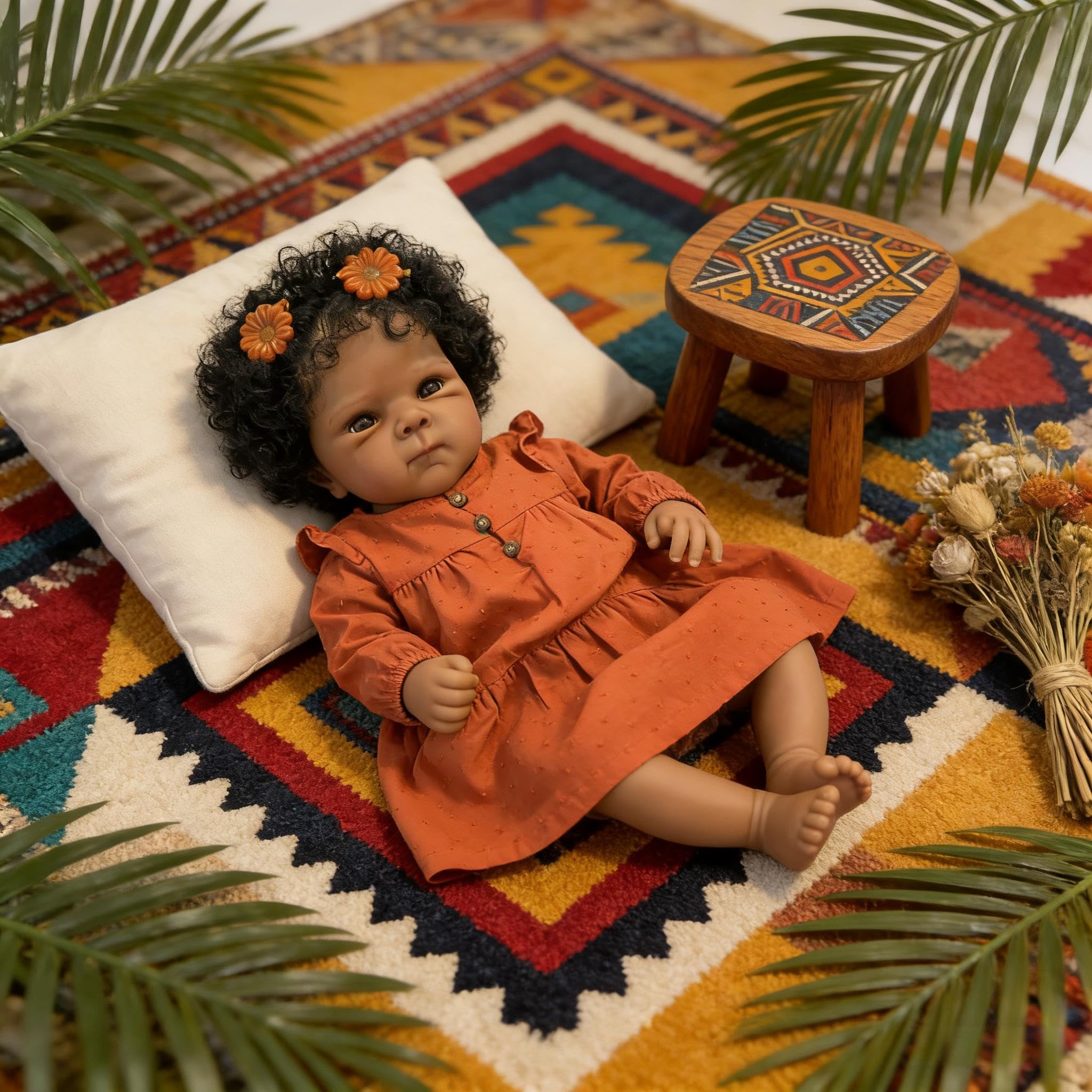 Black Reborn Baby Dolls silikonowy winyl na całe ciało, 45 cm, anatomicznie poprawna dziewczyna, afroamerykańska lalka niemowlęca, czarna lalka Reborn dla dziewcząt, realistyczna lalka
