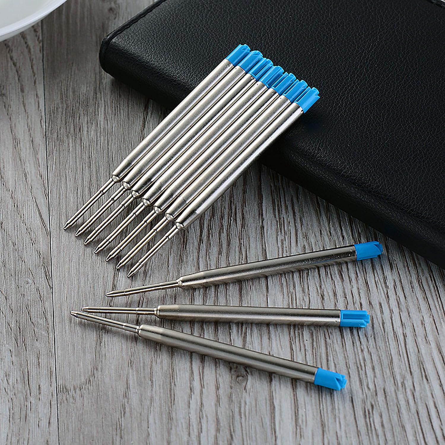 20 stuks balpenvullingen – Parker compatibele grote metalen vullingen – lijndikte M (1,0 mm) – documentecht volgens ISO 12757-2 – 10 x blauwe 10 x zwarte vullingen voor kantoor, school en thuis