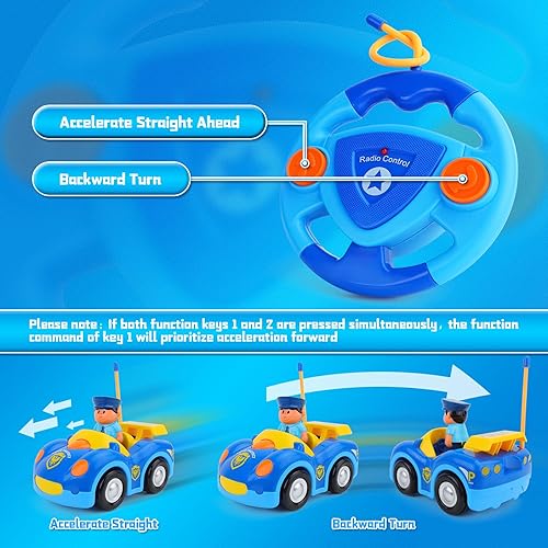 Miniatura 4 de Paquete de 2 autos de control remoto de dibujos animados, auto de policía y auto de carreras para niños pequeños de 2 a 4 años, distancia RC de 164