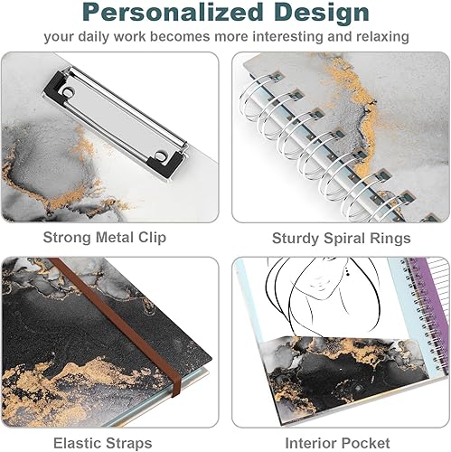 Miniatura 146 de Hongri Clipboard Folio with Refillable Lined Notepad, 8.5 x 11 Folders with Storage 10 Pockets, Spiral Portfolio, Size 12.8x 9.7 in, Office & School