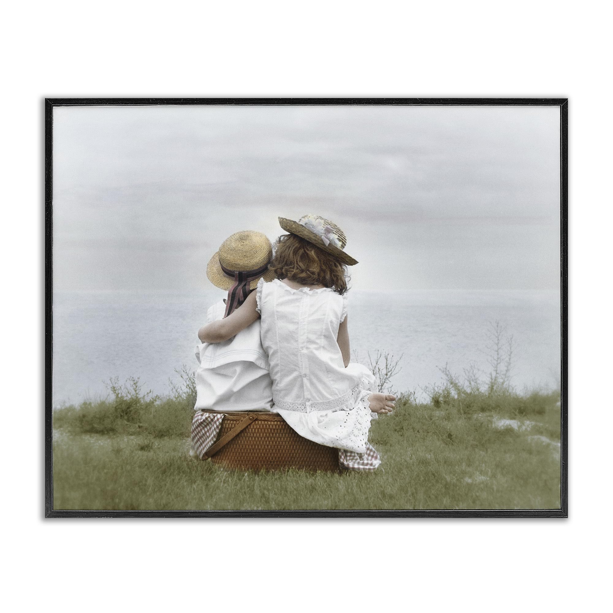 Stupell Industries Midnight Black (Textured) 'Friends By The Ocean'| Framed Giclee Art