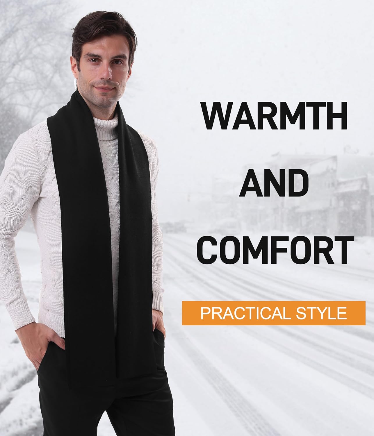 Scarf for Men,100% Australian Merino Wool Mens Scarf Winter image 4