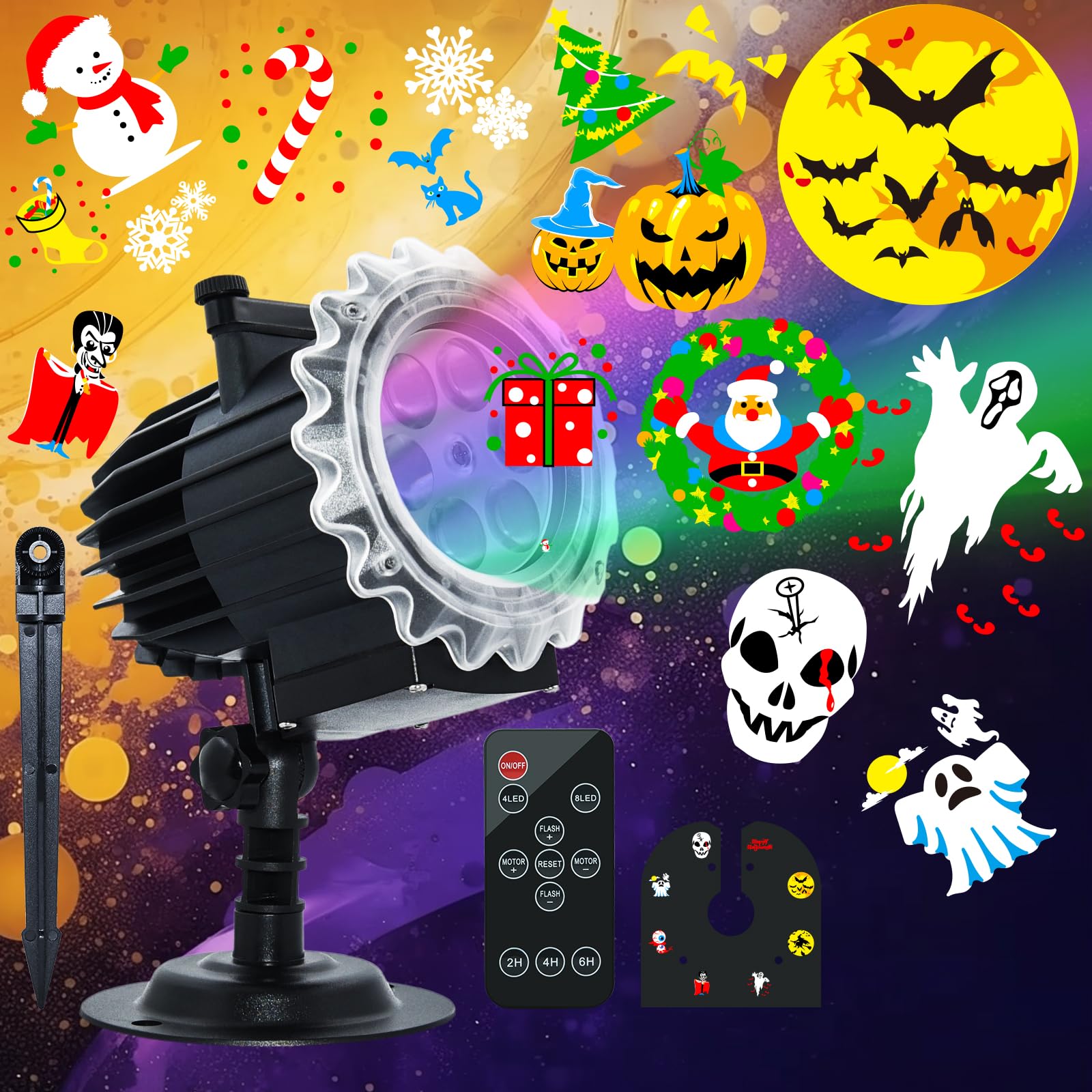 MOSSNDAR 96 Patrones Proyector Halloween Navidad Exterior — Temas Variados