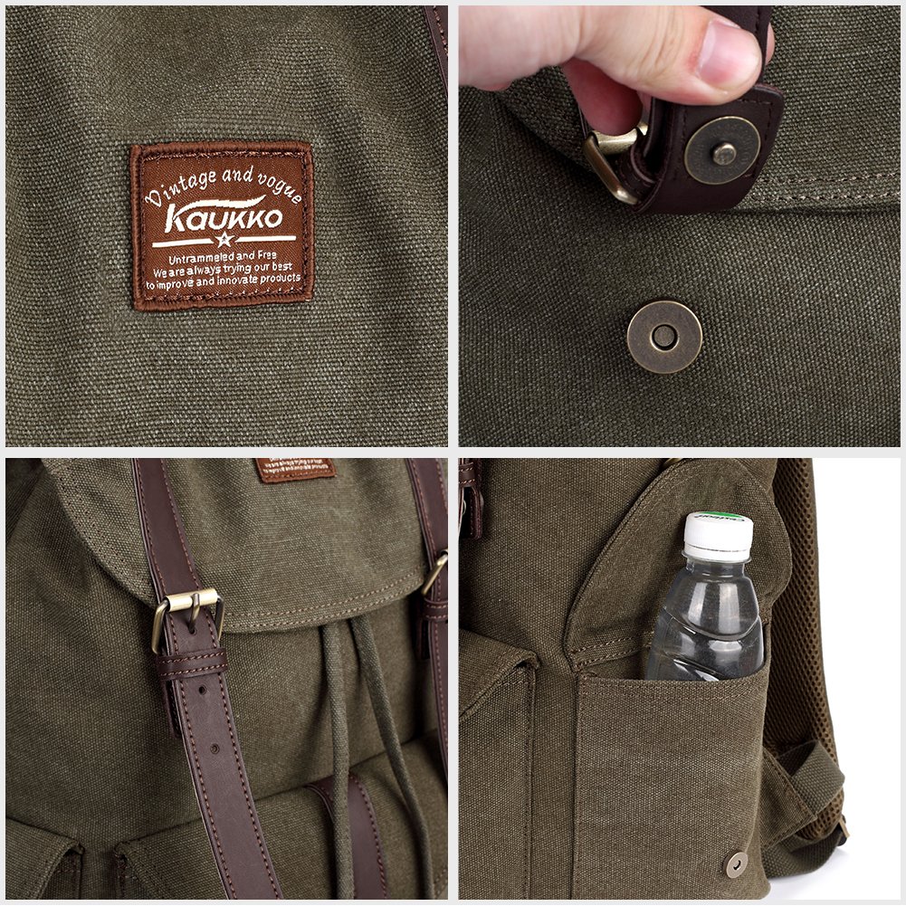 KAUKKO Annata Tela di viaggio un'escursione zaino di campeggio Escursionismo Bag per gli sport esterni svago Daypacks Sports Freizeit Daypacks (Army green)