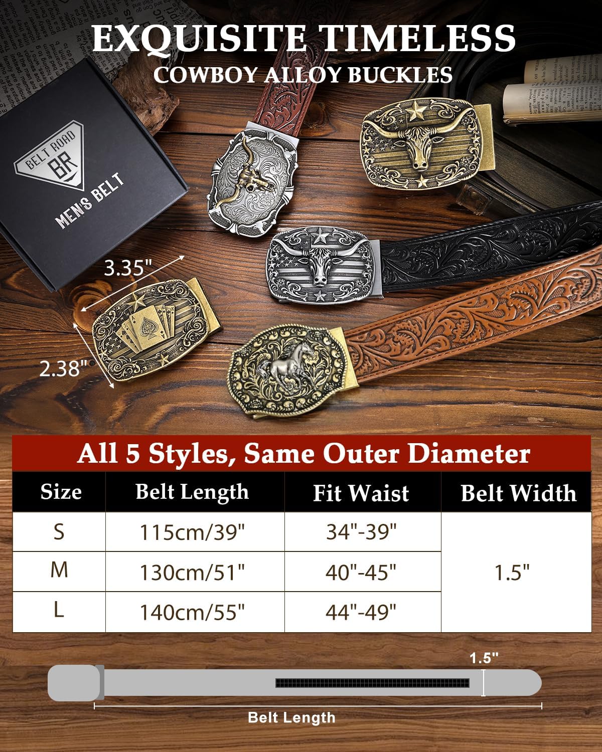 BELTROAD Western Ratchet Belts for Men Women Cowboy Belt Western Leather Ratchet Men's Slid Belt Gift, Cut for Fit - Image 7