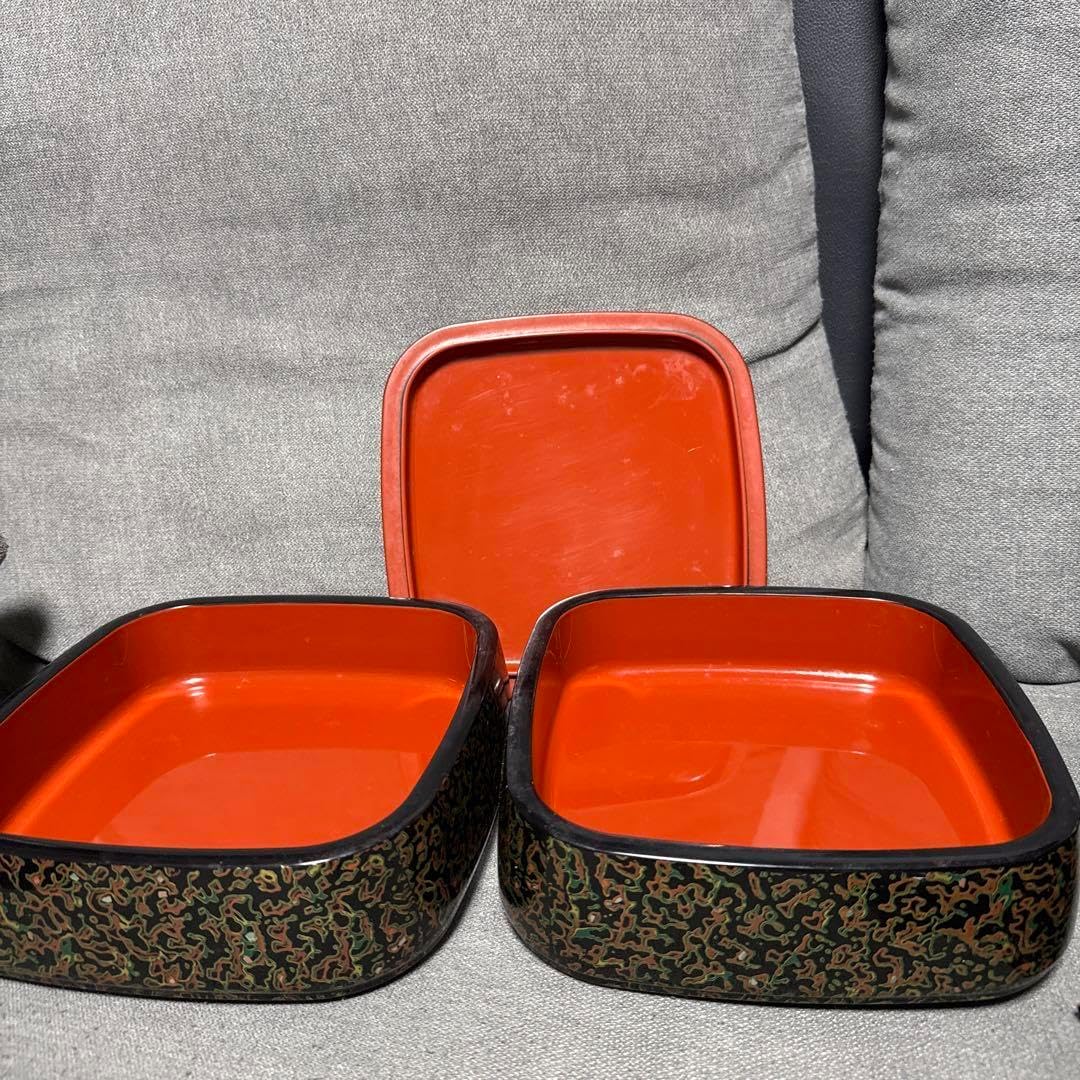 漆塗り茶色2段重箱 箸付き 漆塗り茶色2段重箱 箸付き 漆塗り茶色2段重箱 箸付き
