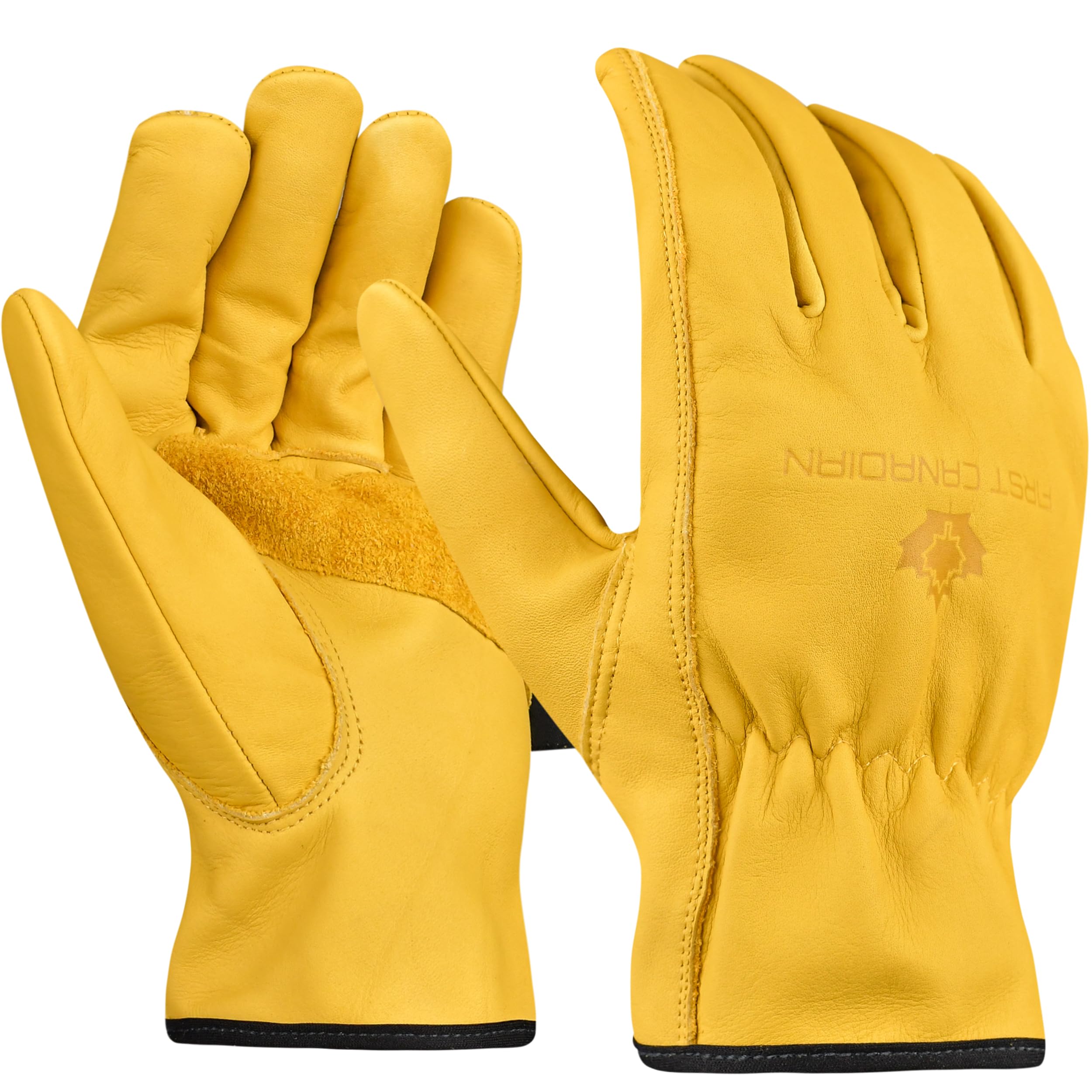 1 Pair Heavy Duty Leather Work Gloves for Men & Women – Water-Resistance, Cowhide Construction & Yard Leather Gloves – Puncture Resistant Safety