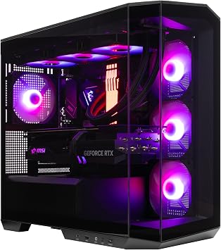 M100R Gaming Desktop PC Liquid Cooled WiFi 265KF 5.4GHz 20 core RTX 5080-2TB NVMe SSD - 64GB DDR52X32GB - 1000W - Windows 11 - Panoramic Glass Side 7 RGB Fans