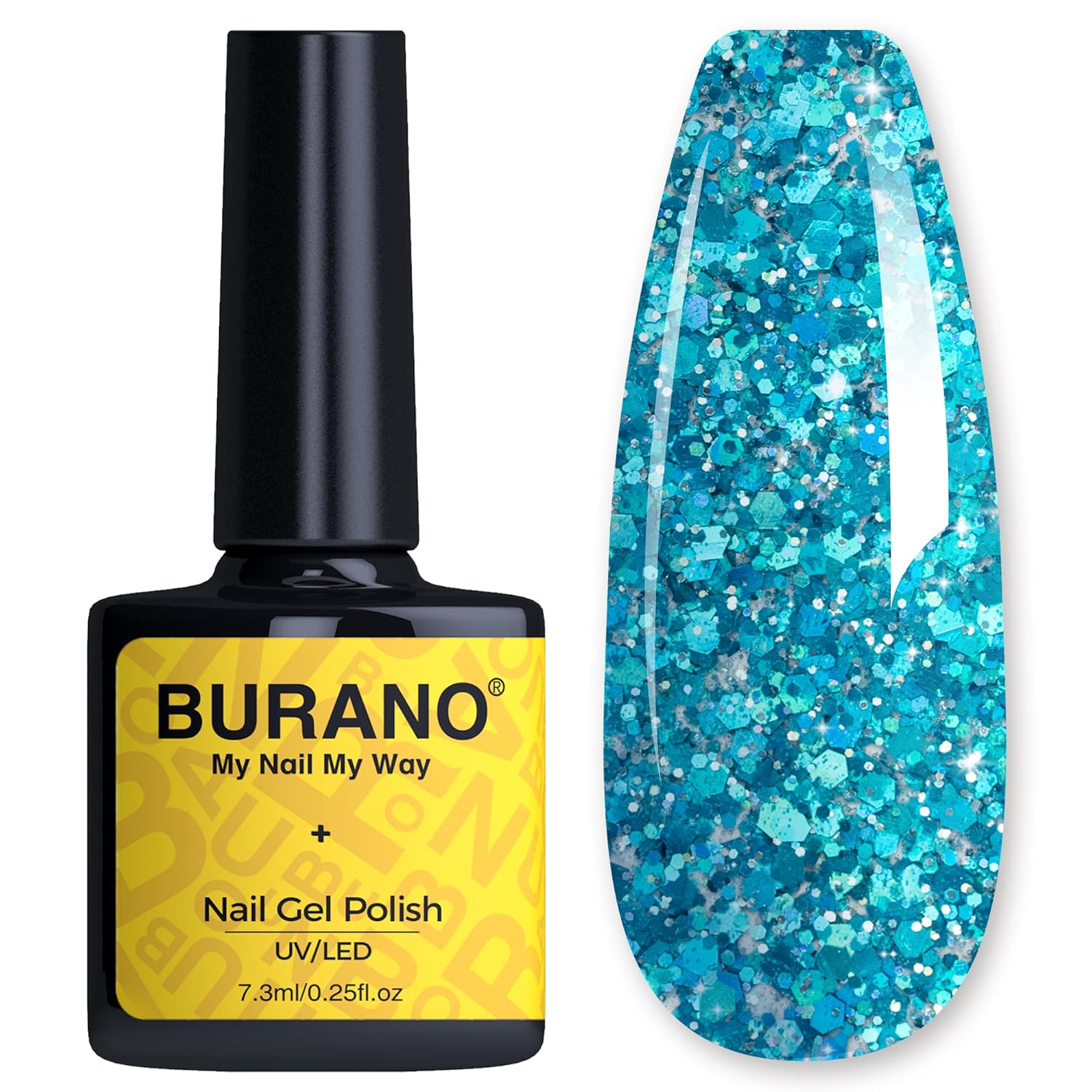 BURANO Glitter Gel Nail Polish, LED UV Nail Gel Shimmer