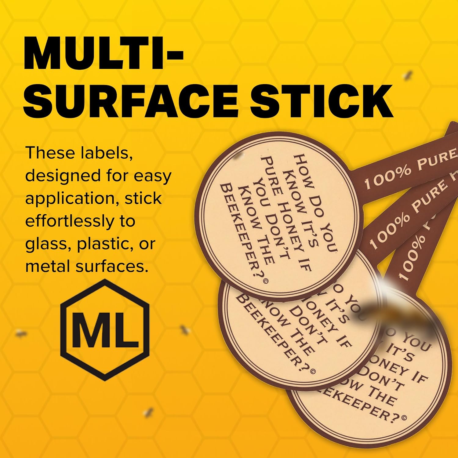 Mann Lake Round Beekeeper Label, Seal Tamper Proof Tab, Certifies Local Honey, Easy-to-Apply, Boost Honey Sales, Multi-Surface Applicable, Roll of 250, (2 1/4")