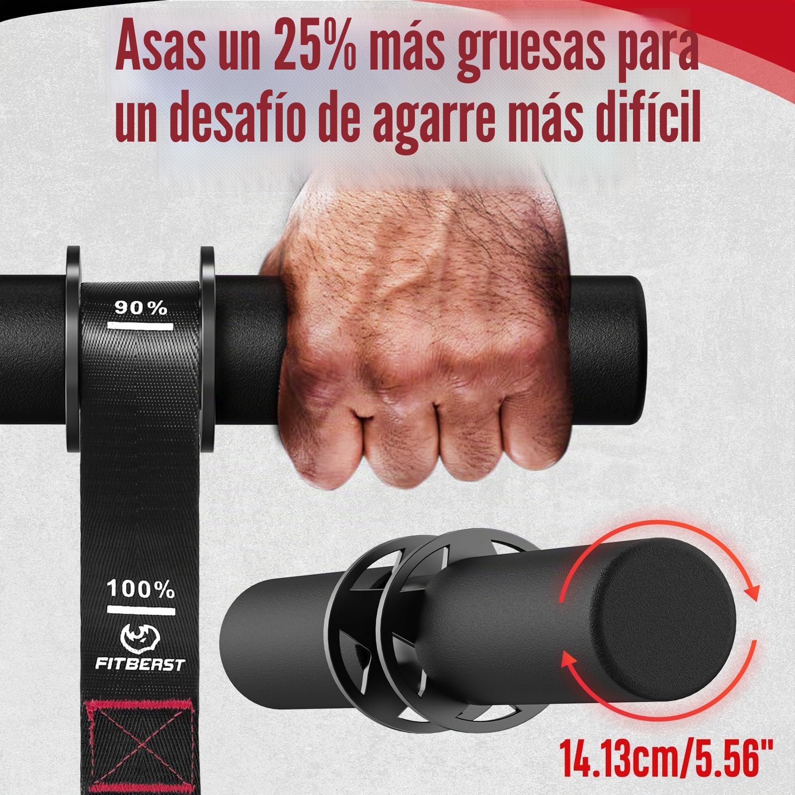 FitBeast Fortalecedor de antebrazo y rodillo de muñeca, ejercitador de antebrazo ajustable con asas de agarre antideslizantes gruesas, ideal para aumentar la fuerza de agarre y la construcción