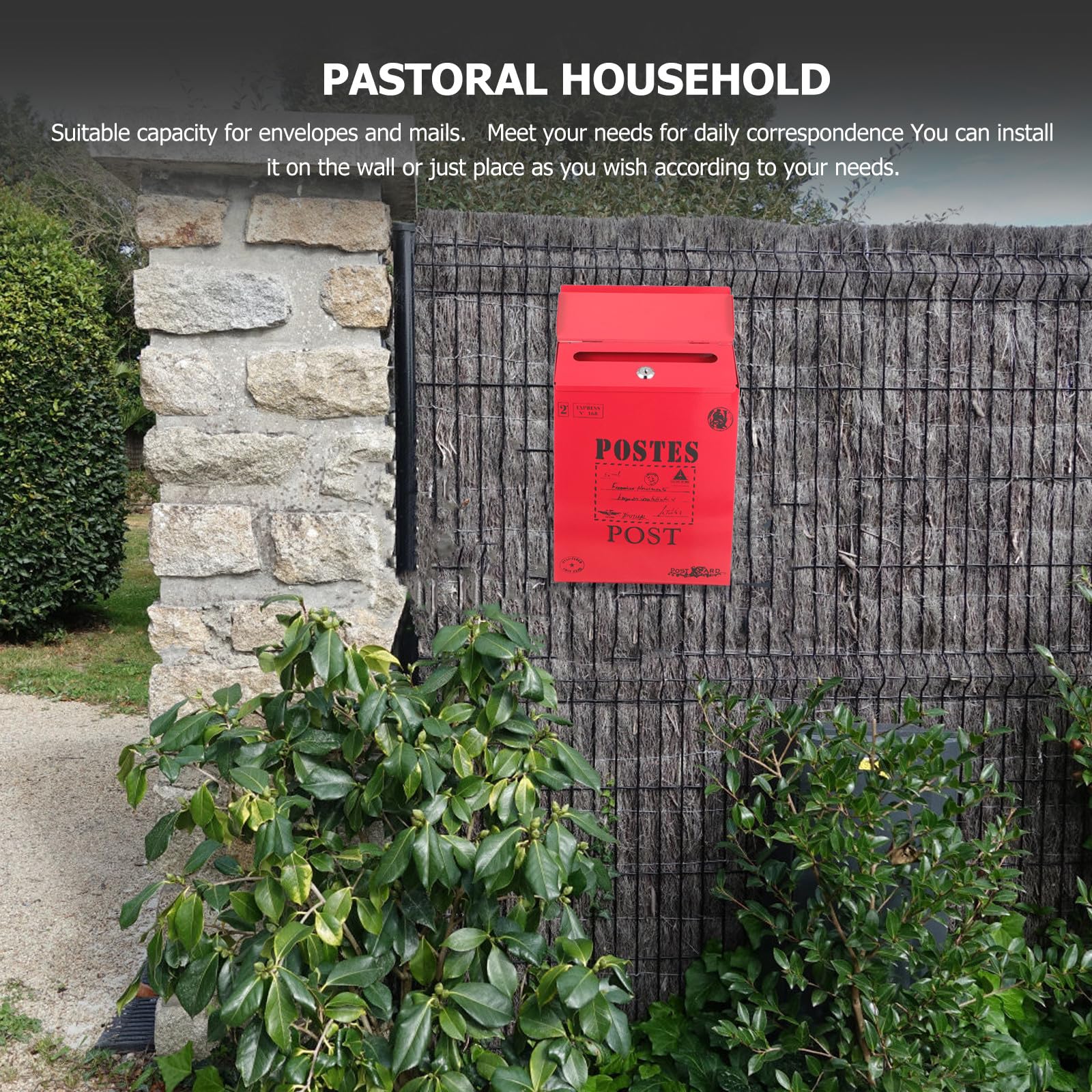 Baluue Cassetta Postale in Ferro Vintage Stile Americano Rossa con Serratura, Facile Installazione e Struttura Robusta per Casa e Ufficio