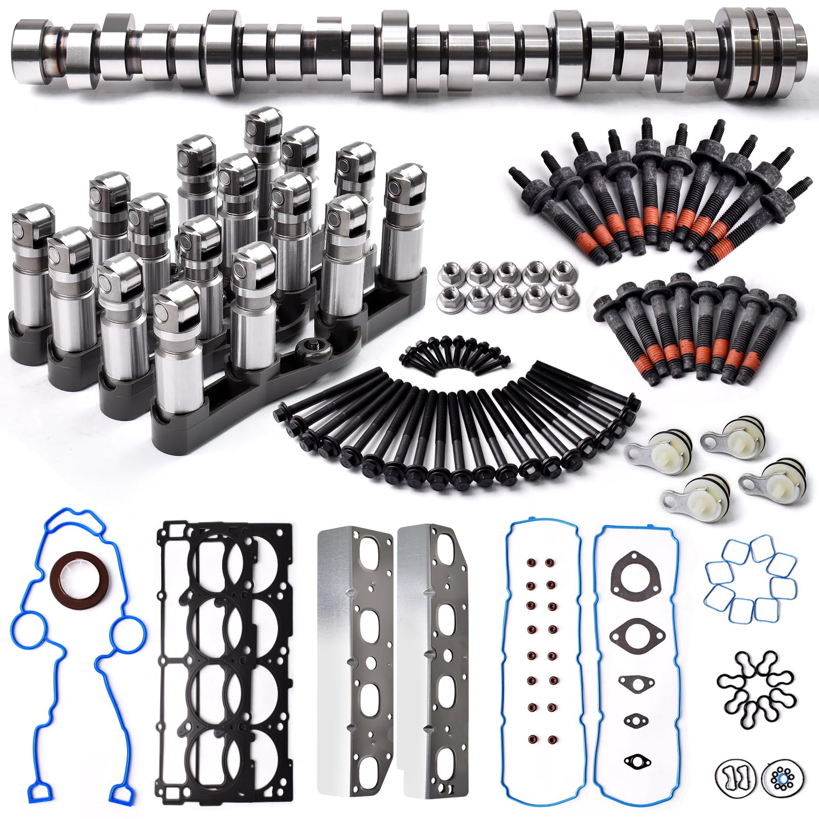 Non MDS 5.7L Hemi Camshaft Lifter Kit Fits for 2009-2016 Dodge Ram 1500 5.7L V8 w/Head Gaskets Bolts Water Plug 53022263AF 53021720AB