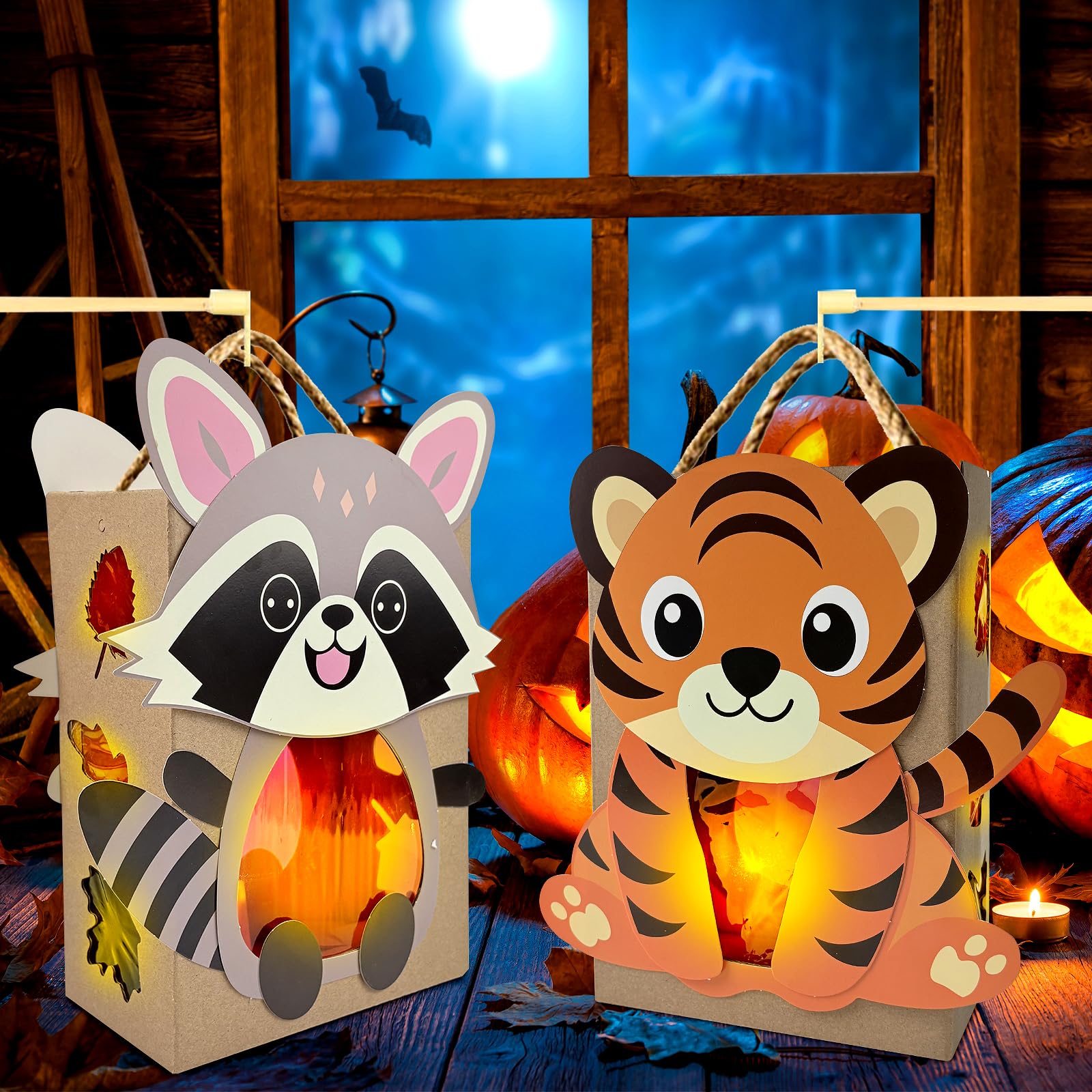 Confezione Da 8 Lanterne A LED E Lanterna Fai Da Te Per Bambini - Lanterna In Legno Con LED Giallo Caldo Mini Lanterne Decorative Per Halloween Lantern Stick St 87982882