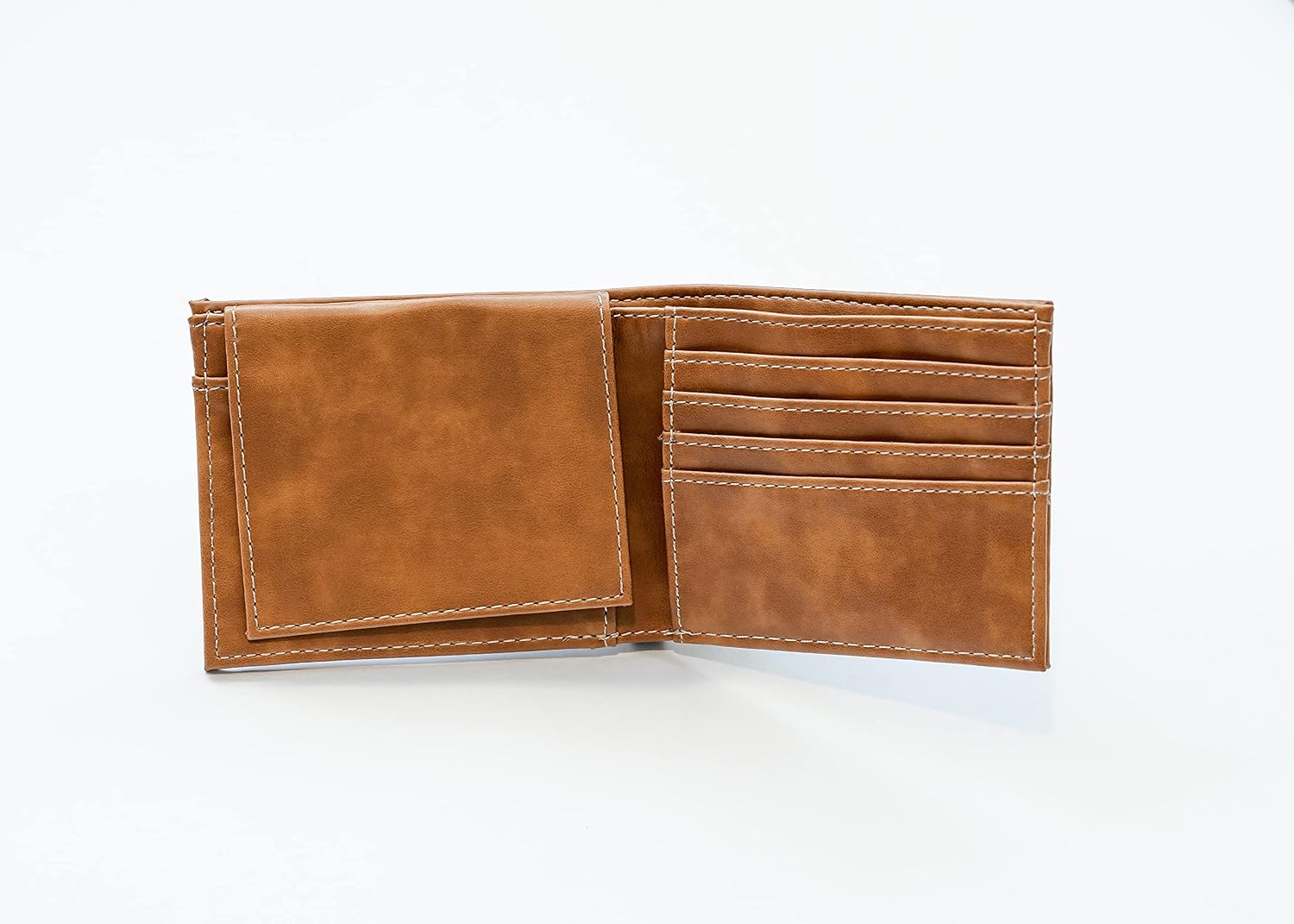 Rico Industries NFL Football Los Angeles Chargers Brown Personalized/Custom Laser Engraved Billfold Wallet - Slim/Light Weight - Great Gift
