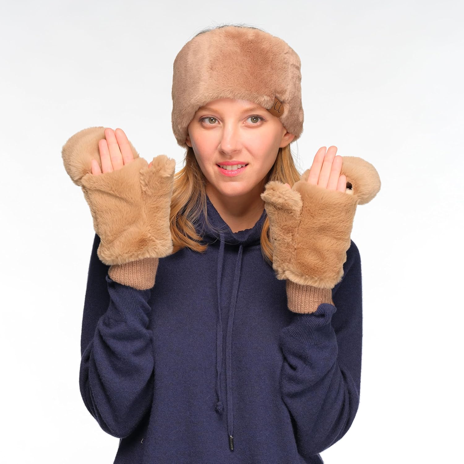 C.C Women Thick Faux Fur - Sherpa Fleece Lined Warm Winter Mittens - Image 5