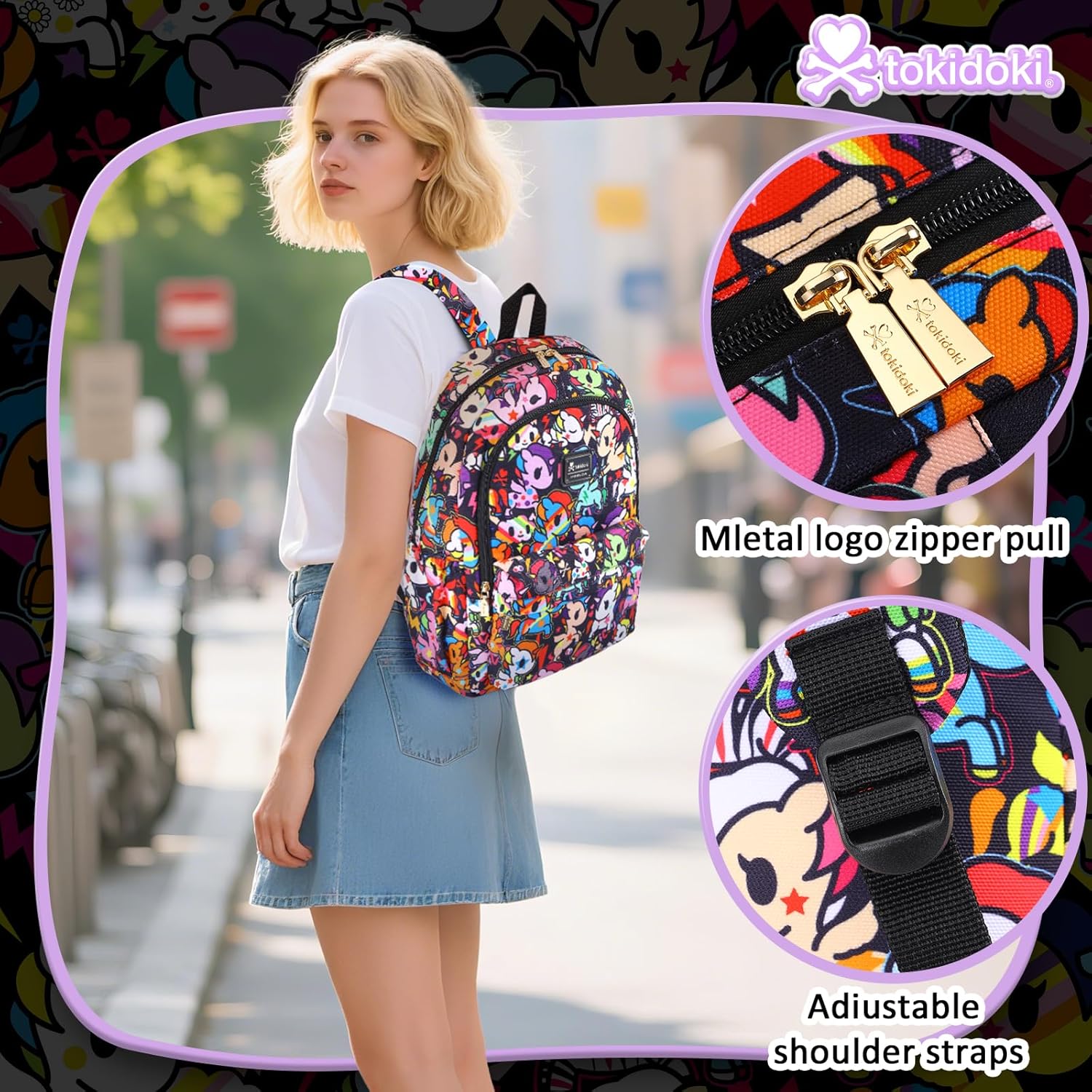 Tokidoki Official Licensed Travel Backpack for Women Shoulder Bag Casual Daypack for Work Weekender Business Hiking (red) - Image 2