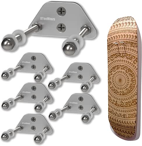 Skateboard Wall Mount Display(6 Packs)-Aluminum Ramp Shape Skateboard Deck Wall