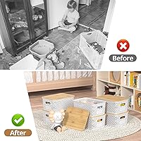 Vista 6 de Plastic Storage Bins with Bamboo Lids, Stackable Small Box Baskets for Organizing and Containers for Shelves Drawers Desktop Closet Pantry Classroom