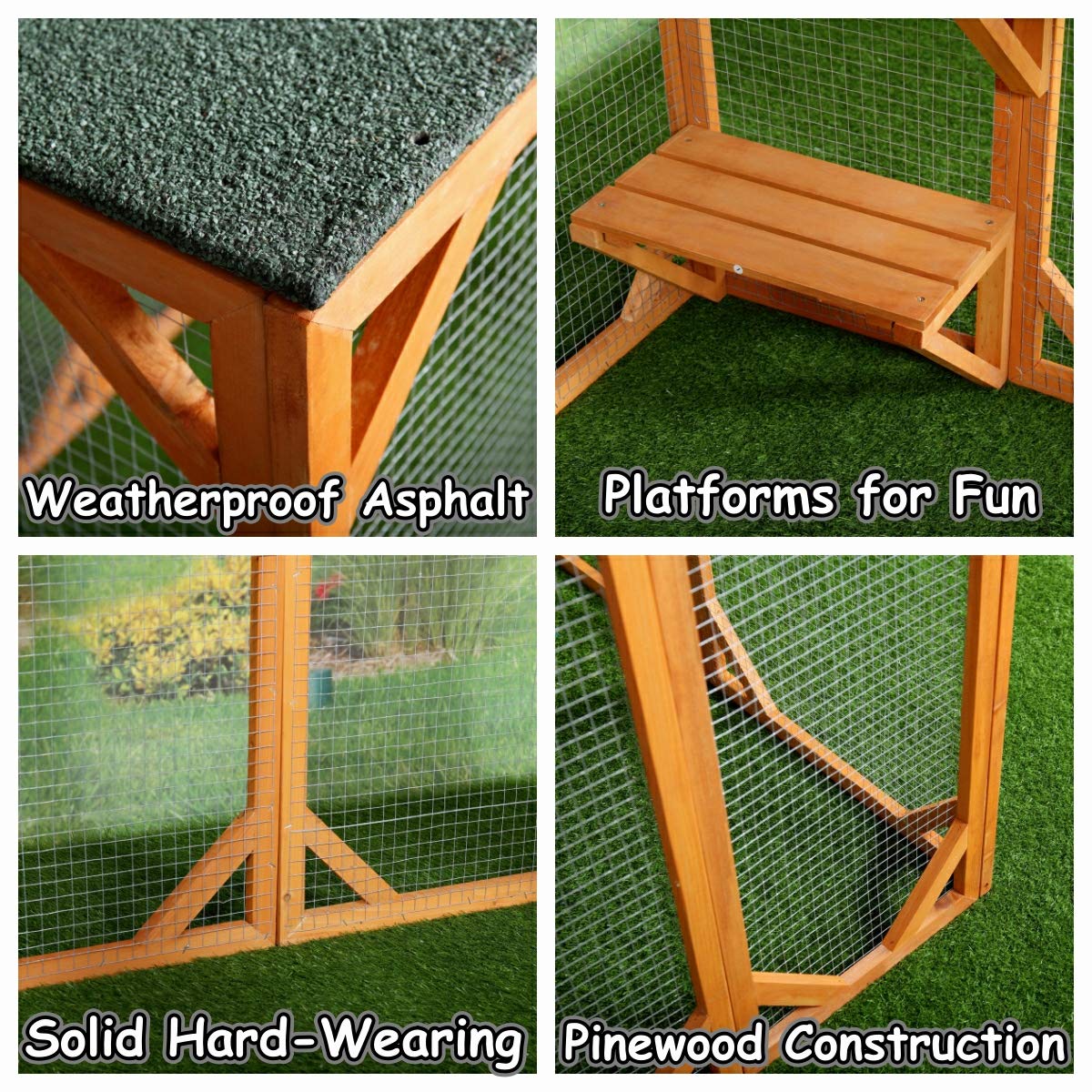 COZIWOW 71” x 32” x 43” Large Wooden Catio Outdoor Cat Enclosure