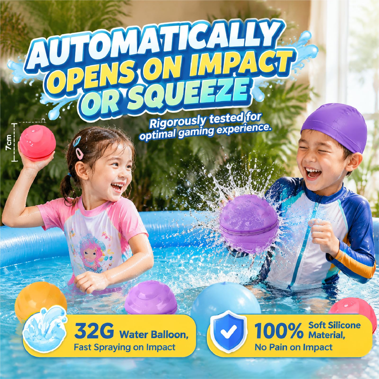 Magnetische Wasserbomben Wiederverwendbar, 10er Set | 10 Sek. Schnellbefüllung, Selbstschließend ohne Knoten, Weiches kinderfreundliches Silikon, Für Pool, Strand und Garten