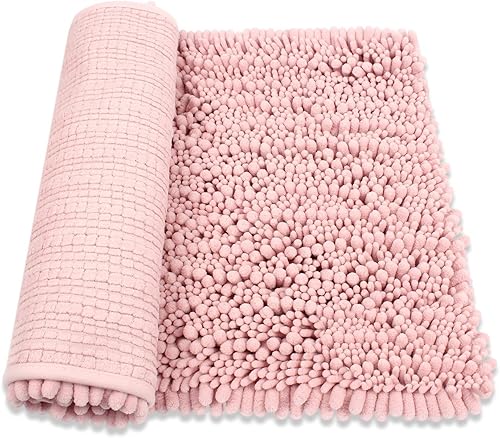 HomDSim tapete para piso de baño de felpa absorbente, tela chenille, tapete suave para regadera, 30 x 20 pulgadas