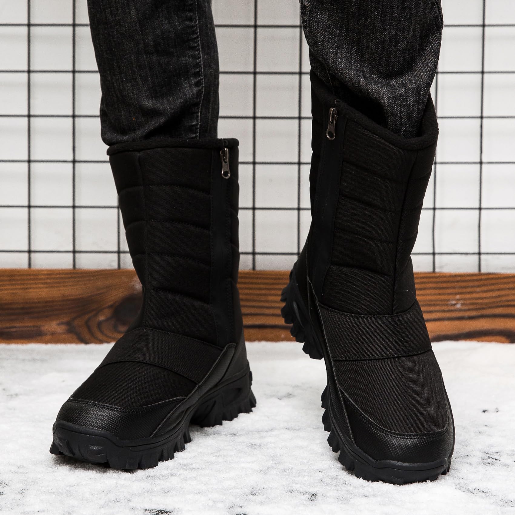 Schneestiefel Herren Wasserdicht Warm Gefüttert Winterstiefel Outdoor Leicht Wanderschuhe Rutschfest Winterschuhe
