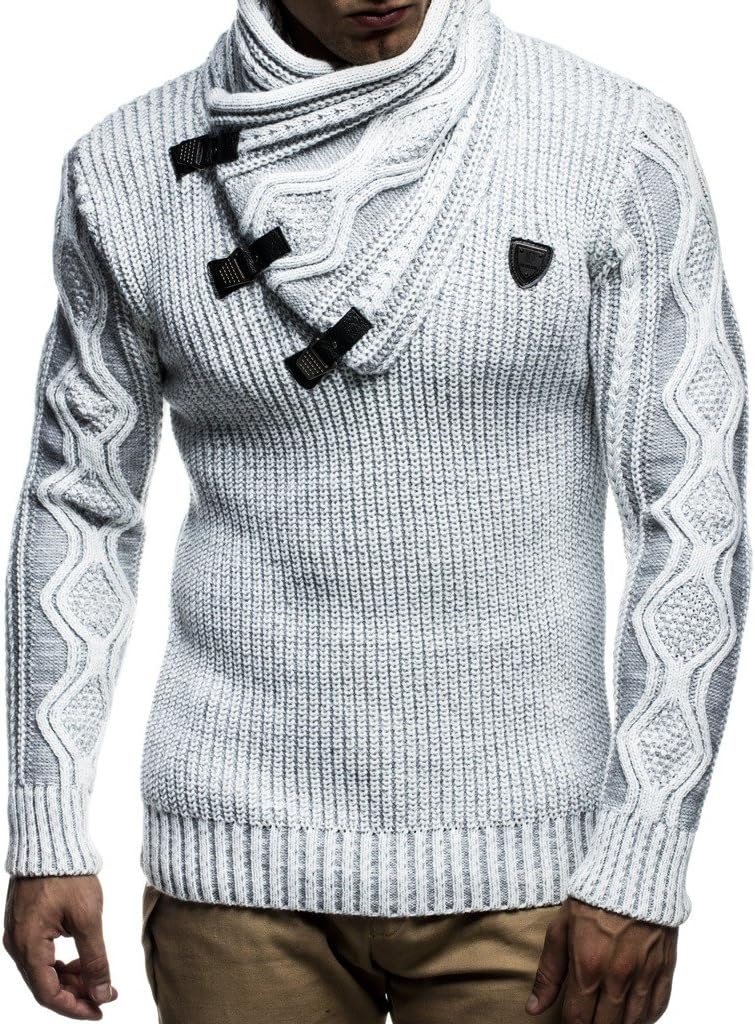 Leif Nelson Men’s Knitted Pullover Jumper Sweater Hoodie Long Sleeve Slim fit LN5195